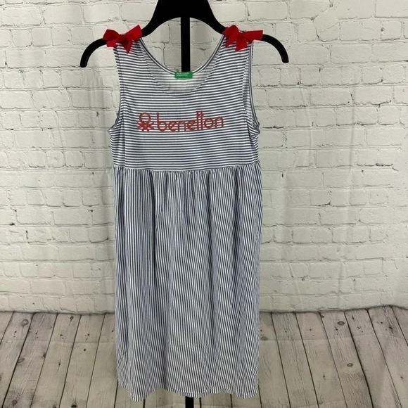 United Colors Of Benetton Red White Blue Striped Tank Patriotic Dress No Size - Picture 1 of 5